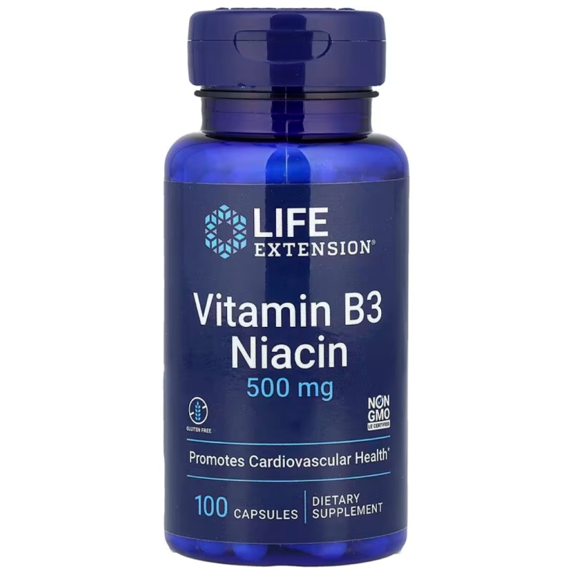 LIFE EXTENSION Vitamin B3 (Niacin) 500 mg - 100 Veg Capsules @ iFit